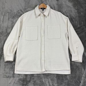 Primark Women's Cream Oversized Shacket Textured Cozy Minimalist Casual Sz 14